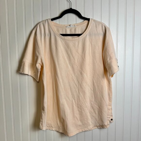 Jane & Delancey Peach Elbow Sleeve Top Button Detail R9 - Picture 1 of 5